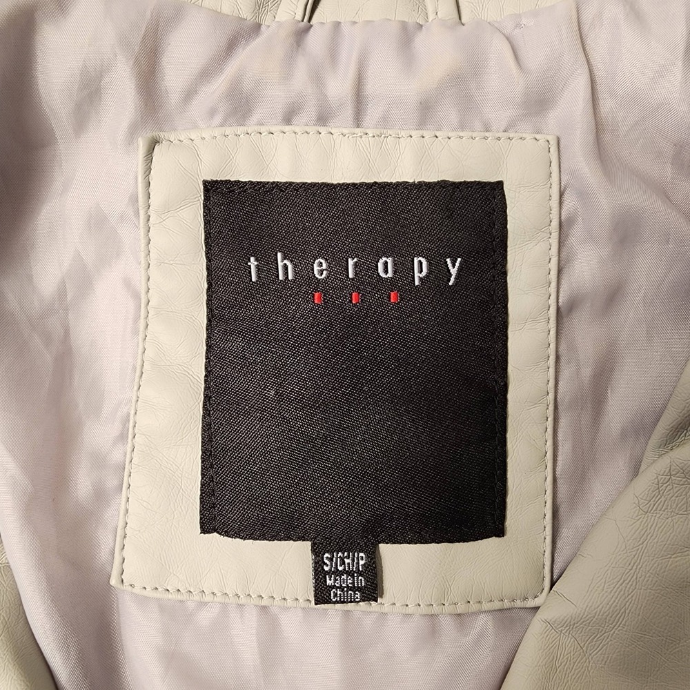 Therapy Grey Asymmetrical Zipper Notched Lapel Biker Jacket Women's Small - Picture 5 of 13